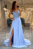 Load image into Gallery viewer, Chiffon A-Line Lavender Beaded Prom Dress with Slit