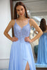 Load image into Gallery viewer, A-Line Chiffon Lavender Beaded Prom Dress with Slit