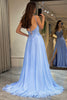 Load image into Gallery viewer, Chiffon A-Line Lavender Beaded Prom Dress with Slit