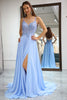 Load image into Gallery viewer, A-Line Chiffon Lavender Beaded Prom Dress with Slit