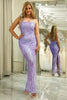 Load image into Gallery viewer, Light Purple Backless Prom Dress with Sequins