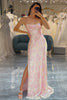 Load image into Gallery viewer, Mermaid Lace-Up Back Pink Prom Dress with Appliques