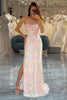 Load image into Gallery viewer, Mermaid Lace-Up Back Pink Prom Dress with Appliques