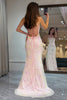 Load image into Gallery viewer, Mermaid Lace-Up Back Pink Prom Dress with Appliques