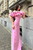 Load image into Gallery viewer, Mermaid Off the Shoulder Pink Prom Dress with Split Front