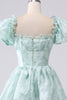 Load image into Gallery viewer, Light Blue A Line Long Tiered Corset Prom Dress