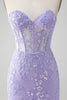 Load image into Gallery viewer, Glitter Lilac Sweetheart Tight Embroidery Party Dress