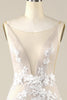 Load image into Gallery viewer, Tulle Backless Ivory Wedding Dress with Appliques