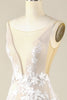 Load image into Gallery viewer, Tulle Backless Ivory Wedding Dress with Appliques