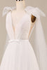 Load image into Gallery viewer, Tulle A-Line Deep V-Neck Ivory Wedding Dress with Bowknot