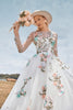 Load image into Gallery viewer, Long Sleeves Tulle Ivory Wedding Dress with Embroidery