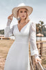 Load image into Gallery viewer, Open Back Long Sleeves Ivory Wedding Dress with Open Back