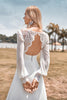 Load image into Gallery viewer, Open Back Long Sleeves Ivory Wedding Dress with Open Back