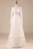 Load image into Gallery viewer, Tulle A-Line Long Sleeves Ivory Wedding Dress with Lace