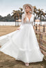 Load image into Gallery viewer, A-Line Tulle Long Sleeves Ivory Wedding Dress with Lace