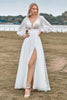 Load image into Gallery viewer, Tulle A-Line Beaded Ivory Wedding Dress with Sleeves