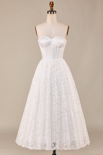 A-Line Sweetheart Lace Corset Wedding Dress