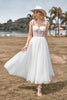 Load image into Gallery viewer, Tulle Spaghetti Straps Ivory Wedding Dress with Corset