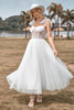 Load image into Gallery viewer, Tulle Spaghetti Straps Ivory Wedding Dress with Corset