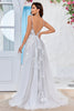 Load image into Gallery viewer, Tulle Backless Sleeveless Ivory Long Wedding Dress with Embroidery