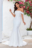 Load image into Gallery viewer, Off The Shoulder Mermaid Ivory Bridal Dress with Bownot