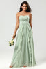 Load image into Gallery viewer, Strapless Sleeveless Dusty Sage Bridesmaid Dress with Ruffles