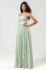 Load image into Gallery viewer, Strapless Sleeveless Dusty Sage Bridesmaid Dress with Ruffles