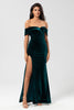 Load image into Gallery viewer, Off The Shoulder Peacock Bridesmaid Dress with Slit