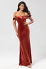 Load image into Gallery viewer, Off The Shoulder Terracotta Long Bridesmaid Dress