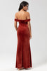 Load image into Gallery viewer, Off The Shoulder Terracotta Long Bridesmaid Dress