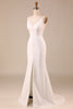 Load image into Gallery viewer, Spaghetti Straps Ivory Sweep Train Wedding Dress with Button