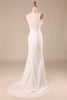 Load image into Gallery viewer, Spaghetti Straps Ivory Sweep Train Wedding Dress with Button