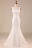 Load image into Gallery viewer, Satin Mermaid Ivory Sweep Train Wedding Dress with Bowknot