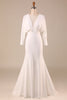 Load image into Gallery viewer, Satin Ivory Sweep Train Wedding Dress with Long Sleeves