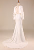 Load image into Gallery viewer, Satin Ivory Sweep Train Wedding Dress with Long Sleeves