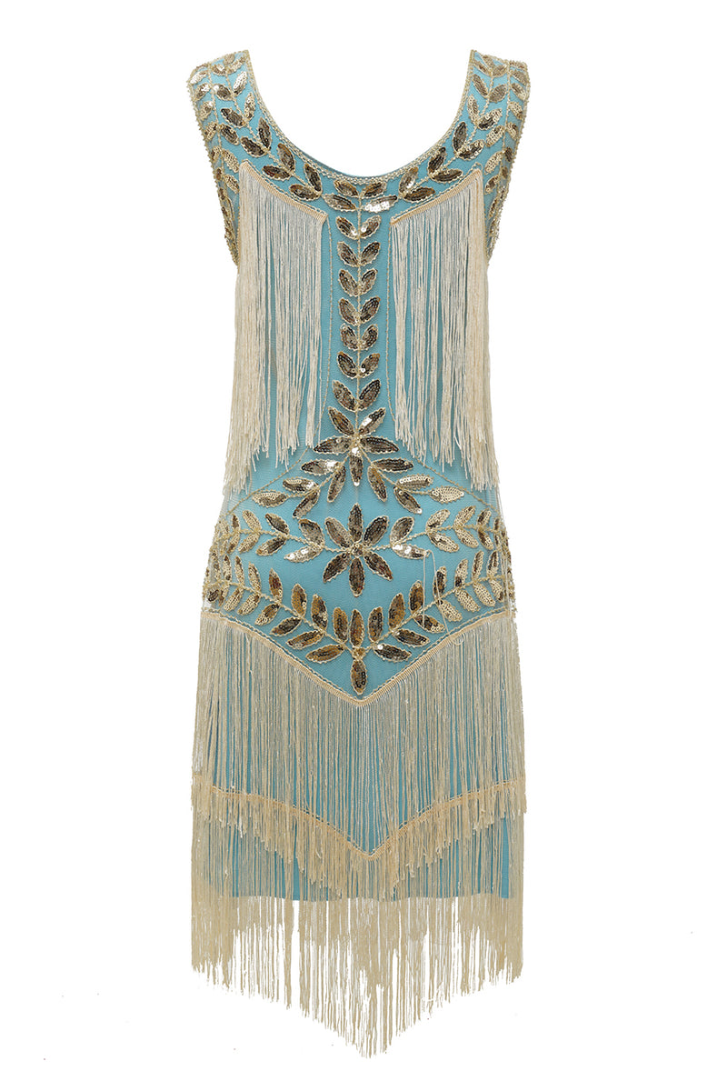 Load image into Gallery viewer, Dark Green Gatsby 1920s Dress with Sequins and Fringes