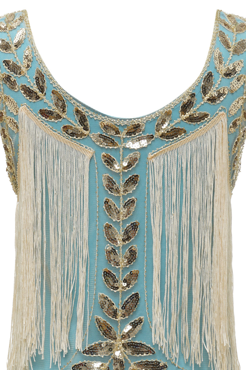 Load image into Gallery viewer, Champagne Gatsby 1920s Dress with Sequins and Fringes