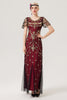 Load image into Gallery viewer, Black Blush Sequins Long 1920s Gatsby Dress