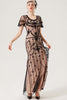 Load image into Gallery viewer, Black Blush Sequins Long 1920s Gatsby Dress