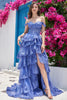 Load image into Gallery viewer, Off the Shoulder Dark Blue Corset Prom Dress with Slit