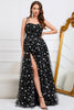 Load image into Gallery viewer, Tulle A-Line Spaghetti Straps Black Long Prom Dress with Stars