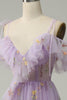 Load image into Gallery viewer, A-Line Spaghetti Straps Lavender Long Prom Dress with Embroidery