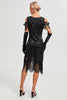 Load image into Gallery viewer, Green Sheath Off the Shoulder Sequins 1920s Dress With Tassels