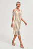 Load image into Gallery viewer, Green Sheath Off the Shoulder Sequins 1920s Dress With Tassels