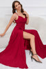 Load image into Gallery viewer, Spaghetti Straps Burgundy Long Prom Dress