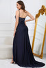 Load image into Gallery viewer, Spaghetti Straps Beaded Dark Green Long Prom Dress with Slit