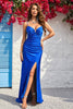 Load image into Gallery viewer, Sparkly V-Neck Royal Blue Long Prom Dress with Beading