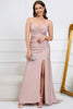 Load image into Gallery viewer, Sparkly Blush Long Prom Dress with Beading