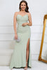 Load image into Gallery viewer, Mermaid Lace-Up Back Light Green Long Prom Dress with Slit