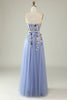 Load image into Gallery viewer, A-Line Strapless Lavender Long Prom Dress with Appliques